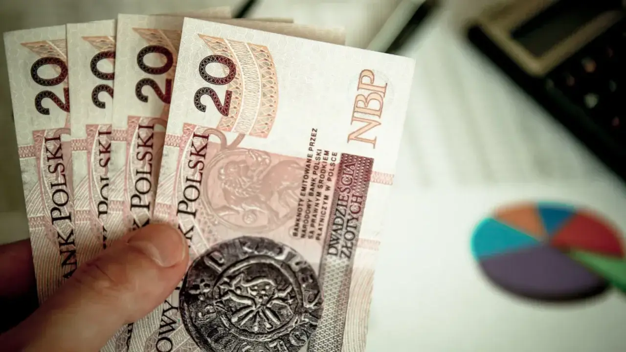 Dłoń trzyma kilka banknotów po 20 złotych. Kiedy mpp, warto mieć oszczędności.
