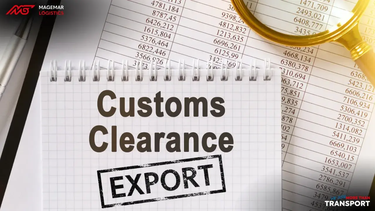 Dokumentacja celna z pieczęcią EXPORT. Magemar Logistics zapewnia sprawną odprawę, gdy potrzebna jest licencja eksportowa.