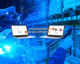 Nowoczesny magazyn z robotami i systemami, gdzie elektroniczna wymiana danych usprawnia logistykę.