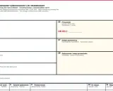Międzynarodowy list przewozowy CMR, dokument transportowy z polami do wypełnienia danych nadawcy, odbiorcy, przewoźnika i szczegółów ładunku.