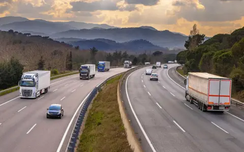 Ciężarówki na autostradzie, symbolizujące transport i logistykę, gdzie co to jest kabotaż odgrywa kluczową rolę w przewozach międzynarodowych.