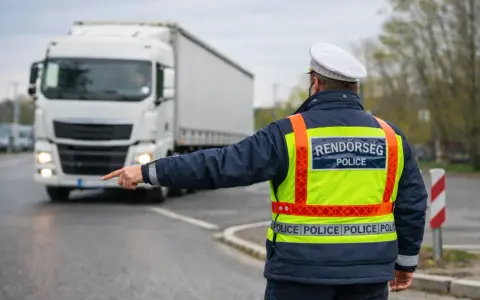 Policjant kieruje ruchem, wskazując drogę białej ciężarówce. Przewoźnik jest obowiązany przestrzegać jego poleceń.