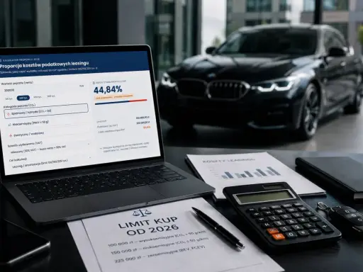 Kalkulator leasingowy pokazuje wyliczenie proporcji KUP dla samochodu powyżej 150 tys. zł.