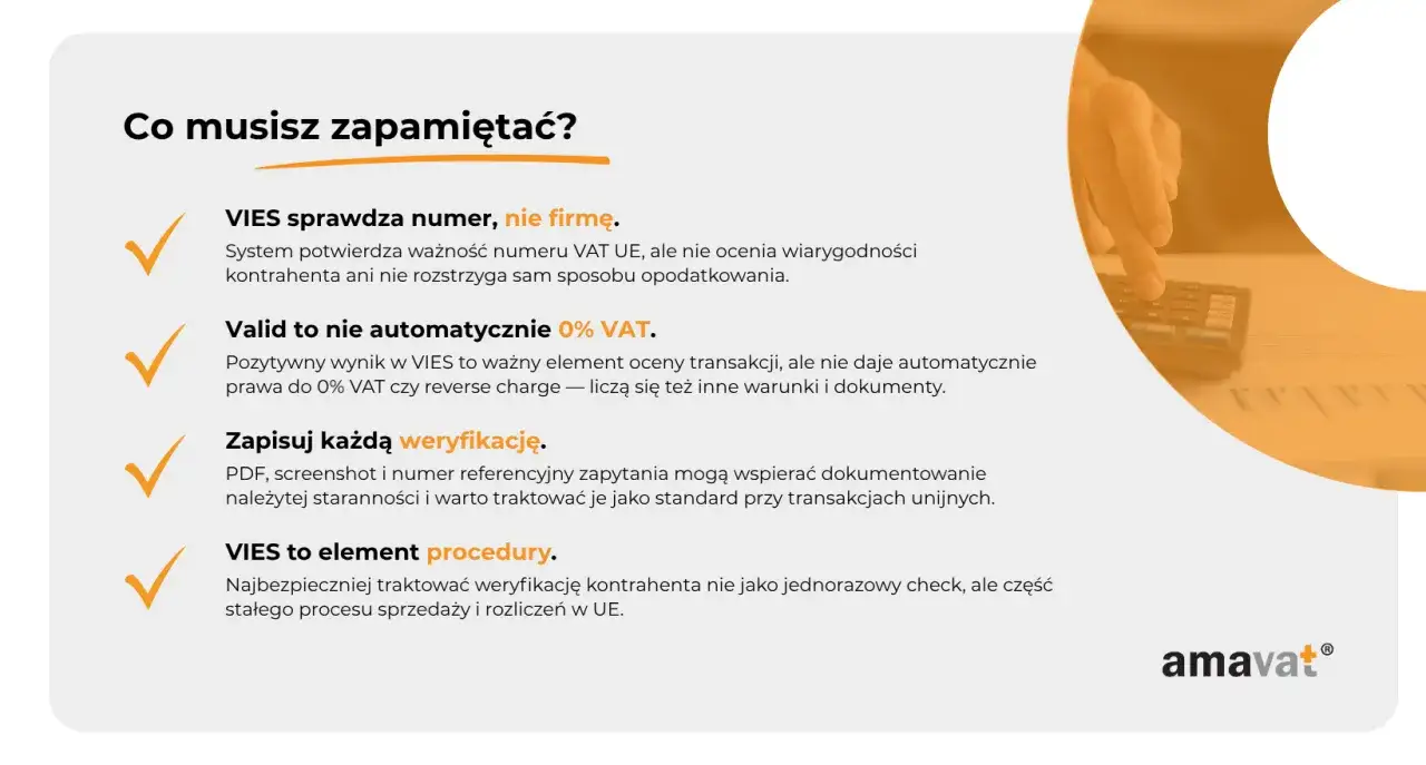 Weryfikacja numeru VAT UE w systemie VIES jest kluczowa dla transakcji unijnych. Pamiętaj o zapisywaniu każdej weryfikacji.
